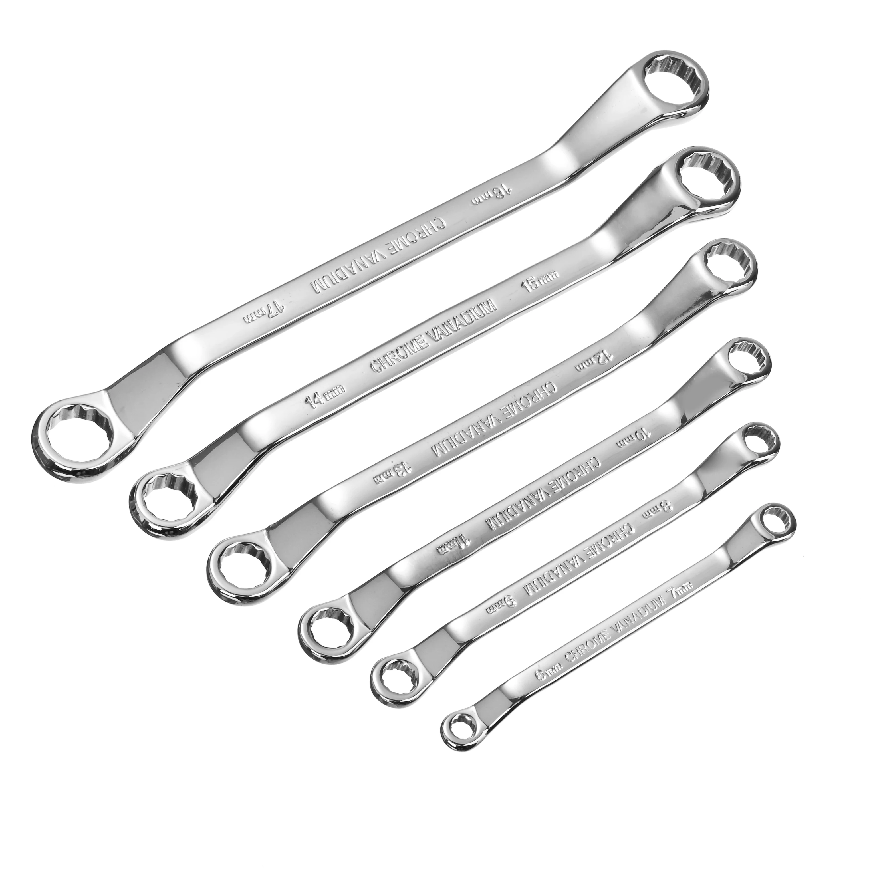 6PCS 6-17mm Gear Combination Wrench Spanner Set of Open End Torque Combination Wrench Set Ratchet Box-end Wrench
