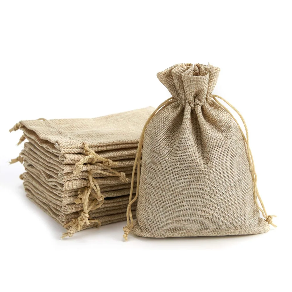 13*18cm burlap jute hessian packaging natural hemp drawstring bags wholesale burlap gift linen pouch