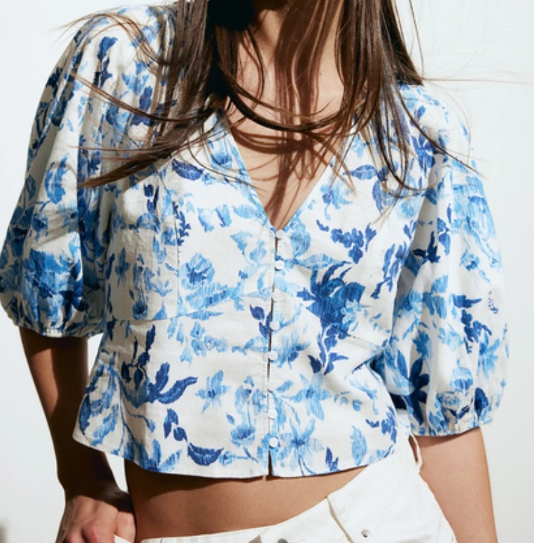 High quality clothing customization, printed T-shirts, lantern sleeves, top small order customization, Chinese factory