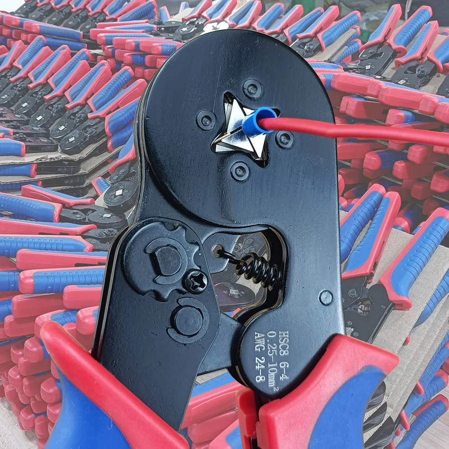 HSC8 6-4A Electrical Pliers Set 23-7AWG 0.25-10mm Ferrul Crimp Tool Quadrilateral Ratcheting Ferrule Crimping Tool Kit