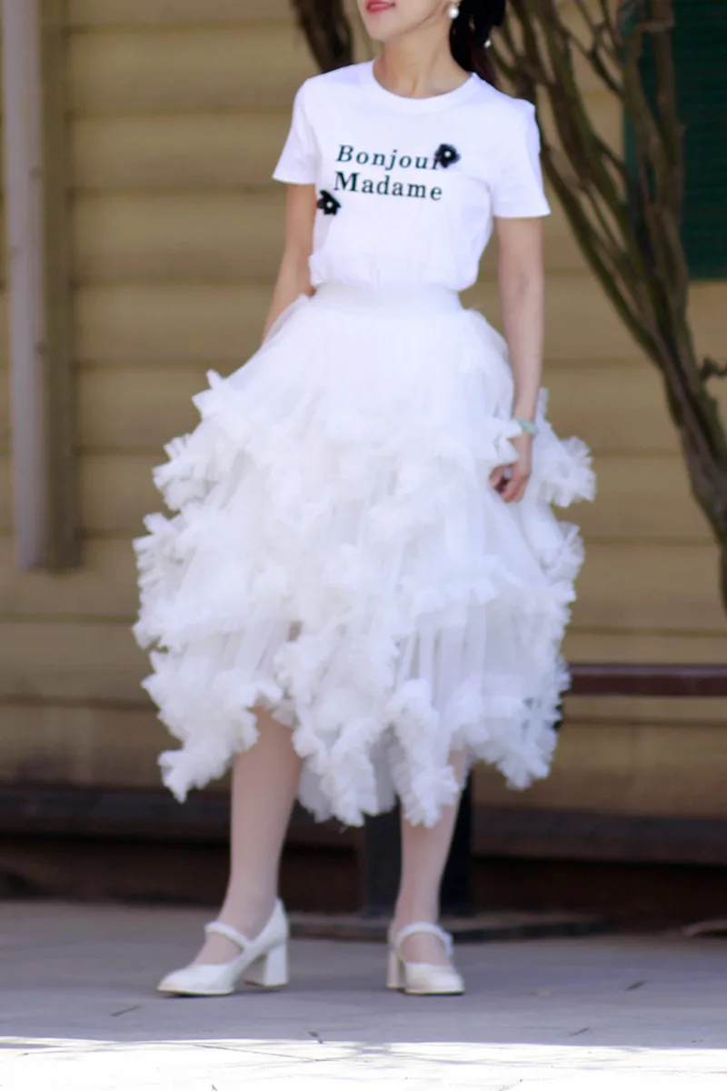 2023Spring and Summer new niche design multi-layer gauze skirt imported high-grade super fairy mid-length irregular skirt