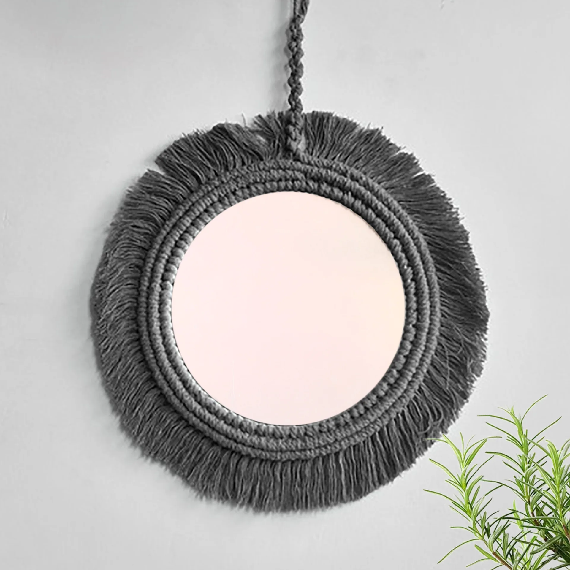 Boho Wall Decor nordic Handmade Woven circle mirrored wallmodern bedroom Decor acrylic wall decoration mirror