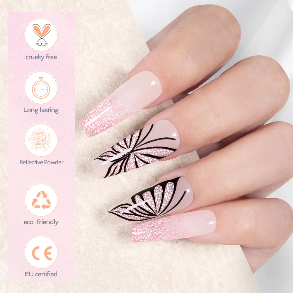 BOZLIN Free Sample 12 Colors Reflective Disco Gel OEM Manufacturer Diamond Glitter Disco Reflective Gel Nail Polish