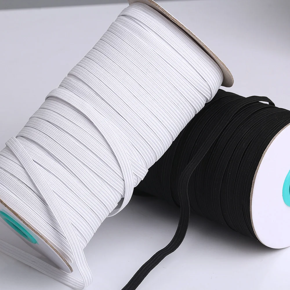 Factory Wholesale 6MM White/Black Flat elastic band1/4 inches Braided Elastic Strap