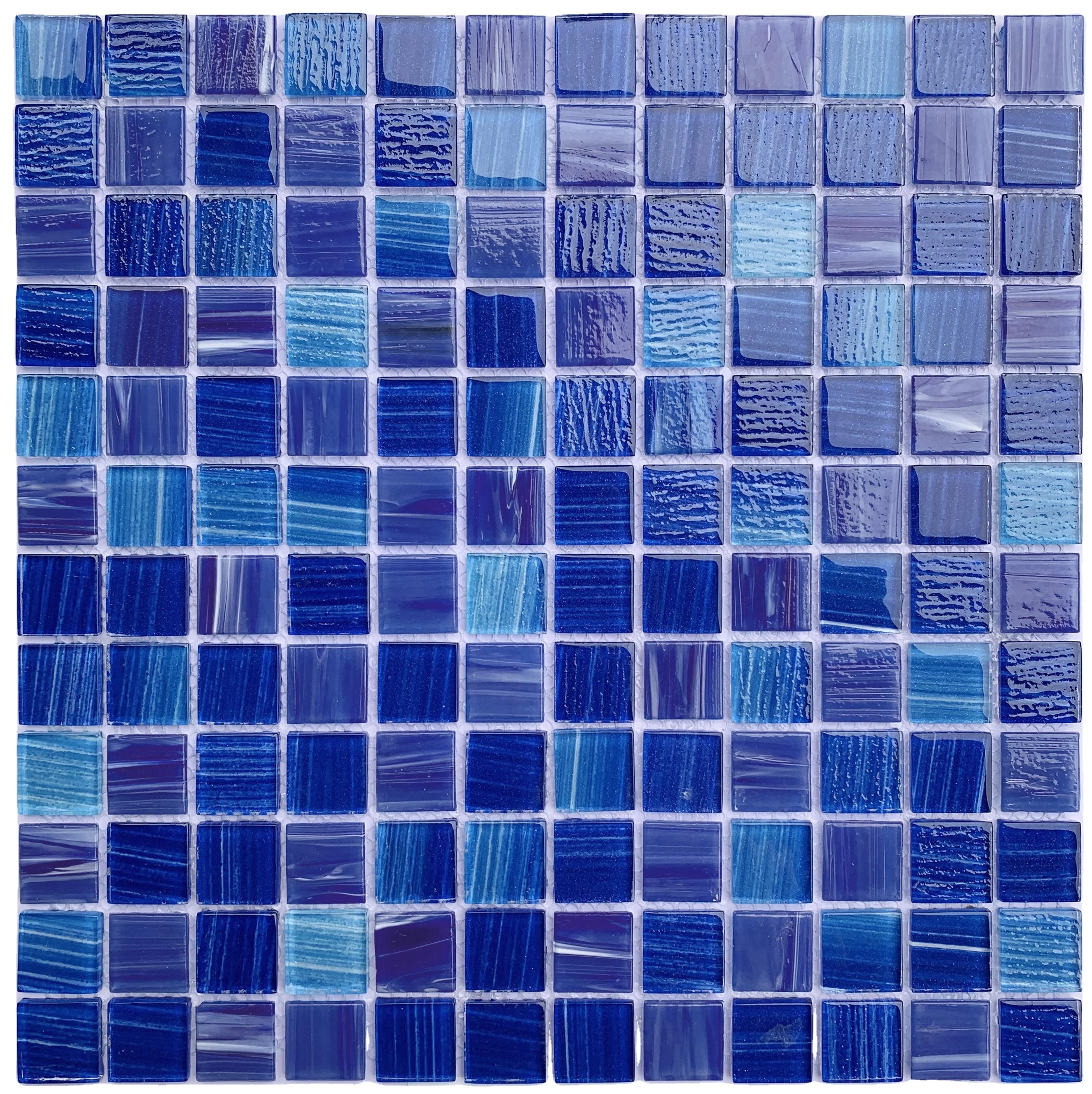 cobalt blue hot melt swimming pool tiles glass mosaic for villa