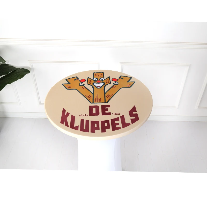 Printed Table Topper Cocktail Table Top Cap Tablecloth Highboy Bar Round Cover for Banquet Party Birthday Decoration