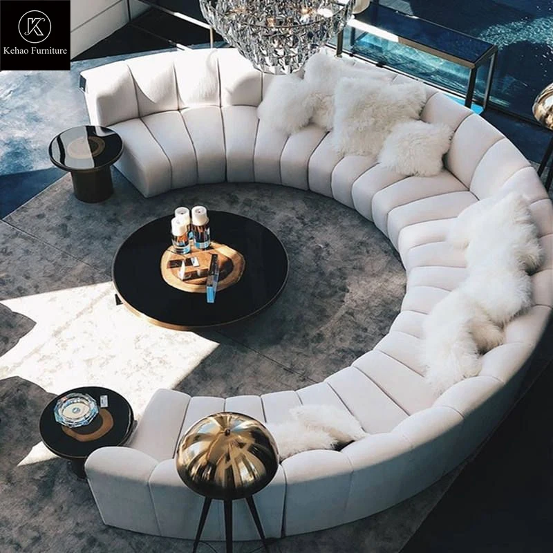 Custom High-end semi-circular Sofa Set Furniture Italian Design Modern curved modular sofa for villa and living room furniture