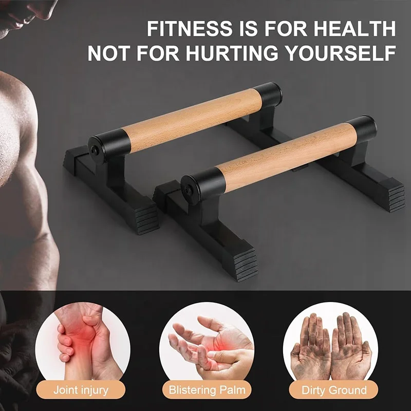 Push up bars  Wooden Parallettes Anti-slip Handstand Bars for Calisthenics, Fitness, Floor workouts Solid Wood