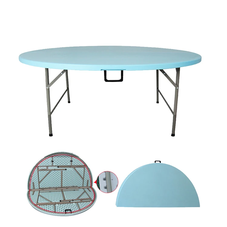 Blow Molded Outdoor Folding Table Waterproof 6ft Lightweight Folding Round Plastic Table