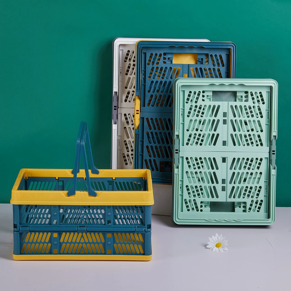 Wahsun Large Capacity Supermarket Plastic Shopping Basket Market Basket Collapsable Basket For Supermarket