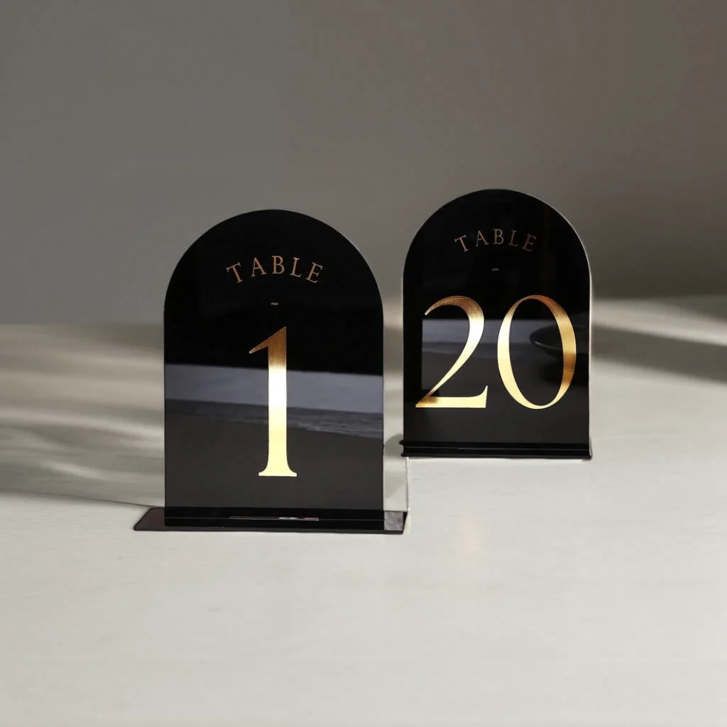 Wedding Decoration Acrylic Seating Place Cards and Table Number Plate Party Wedding Signs Gold Mirror Acrylic Sheet