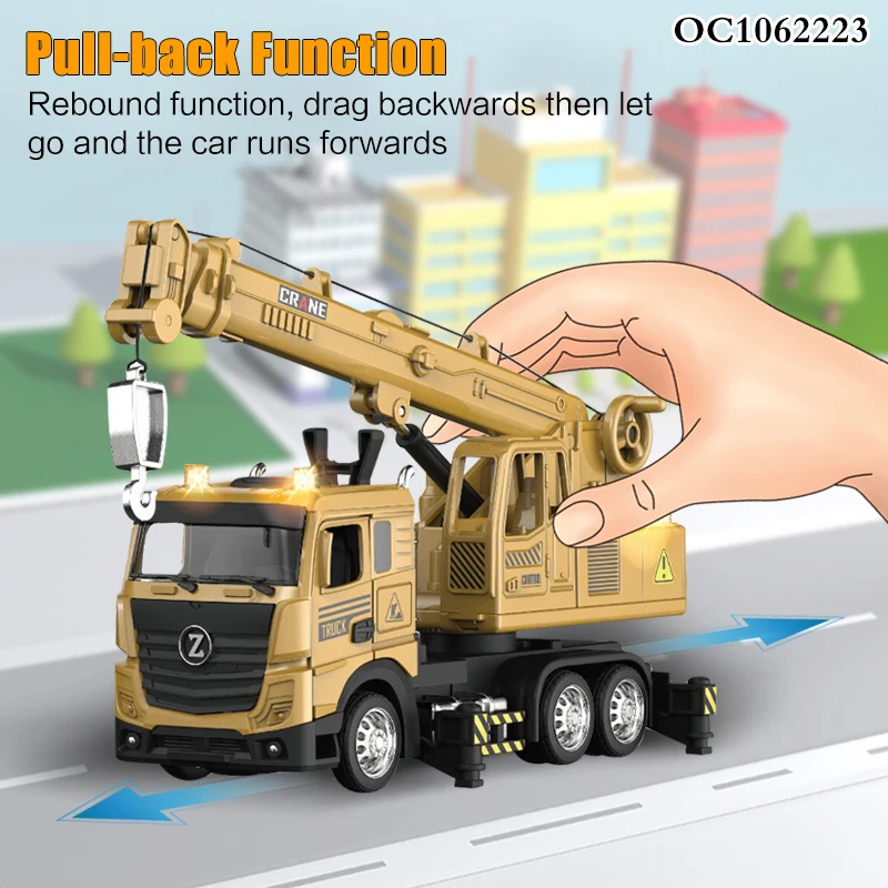 Boy game inertial engineering car toy series alloy crane model scale trucks with light sound