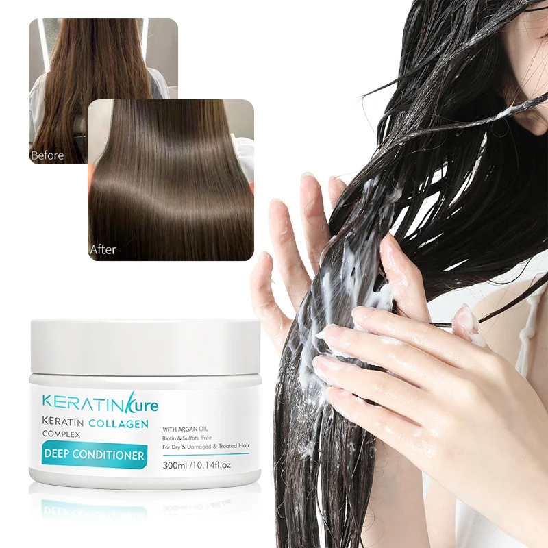 Custom Logo Hair Care Argan Oil Biotin Collagen Shampoo Sulfate Free Leave In Deep Conditioner Spray Keratin Treatment Hair Mask