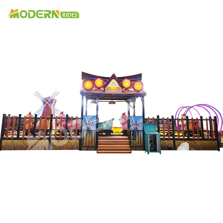 Kids Amusement Park Equipment Luna Playground Fun Fair Theme Mini Roller coaster Ride Chicken Run for Sale