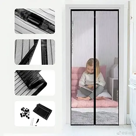 Strip Reinforced mosquito Mesh Screen Magnetic Door Curtain With Door Screen