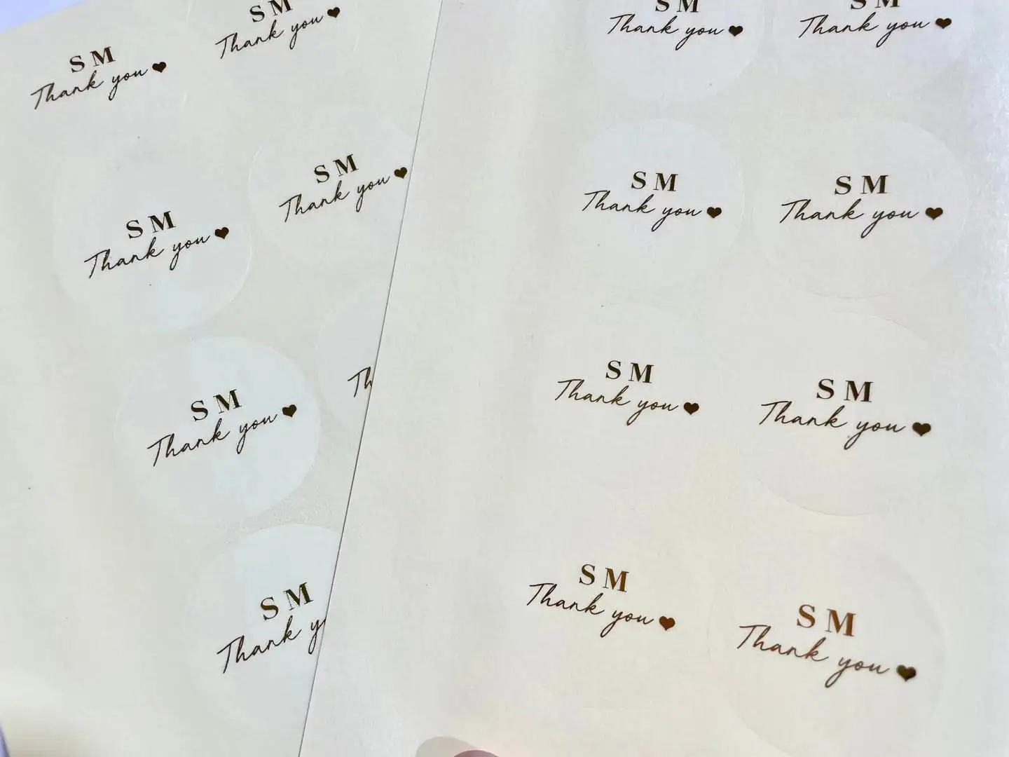 Hot Selling Custom Sticker Paper Gold Thank You Transparent Sticker