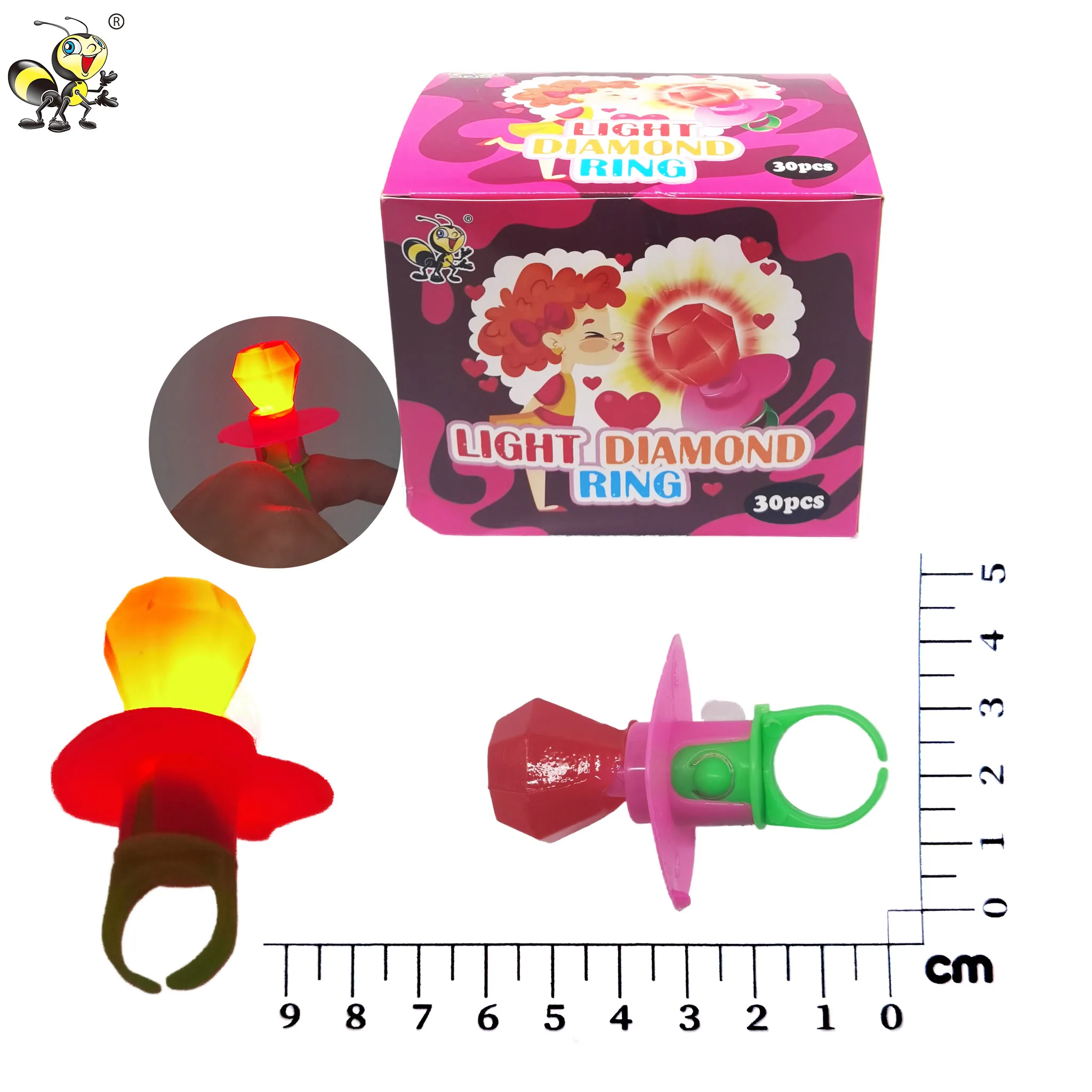 Wholesale Private Label halal fruity loly pop light diamond ring candy toy hard lollipop sweets