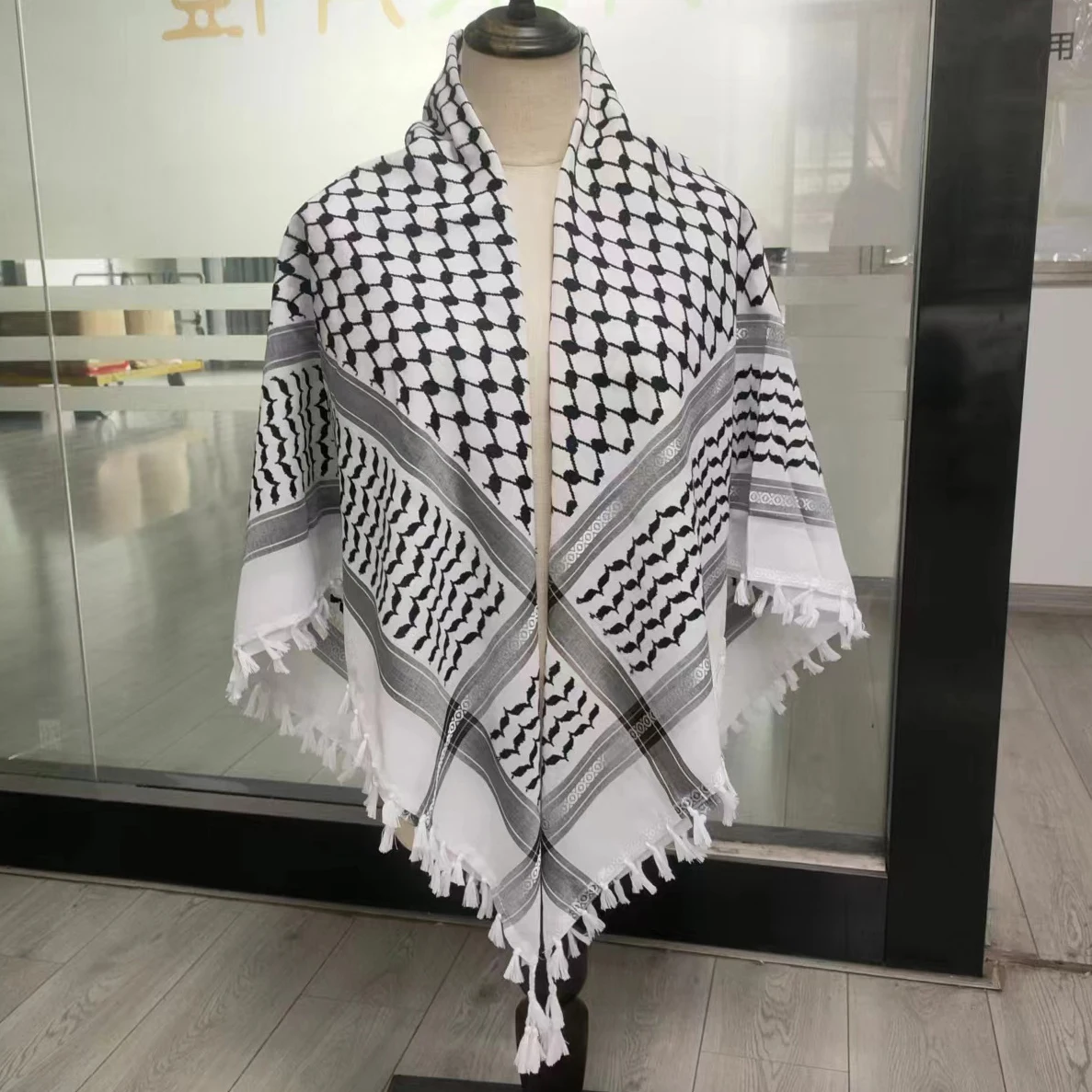 Original Kuffiyeh Cotton Woven Palestine keffiyeh Royal Shemagh Scarf Handmade Arab Ready for shipment 125x125cm