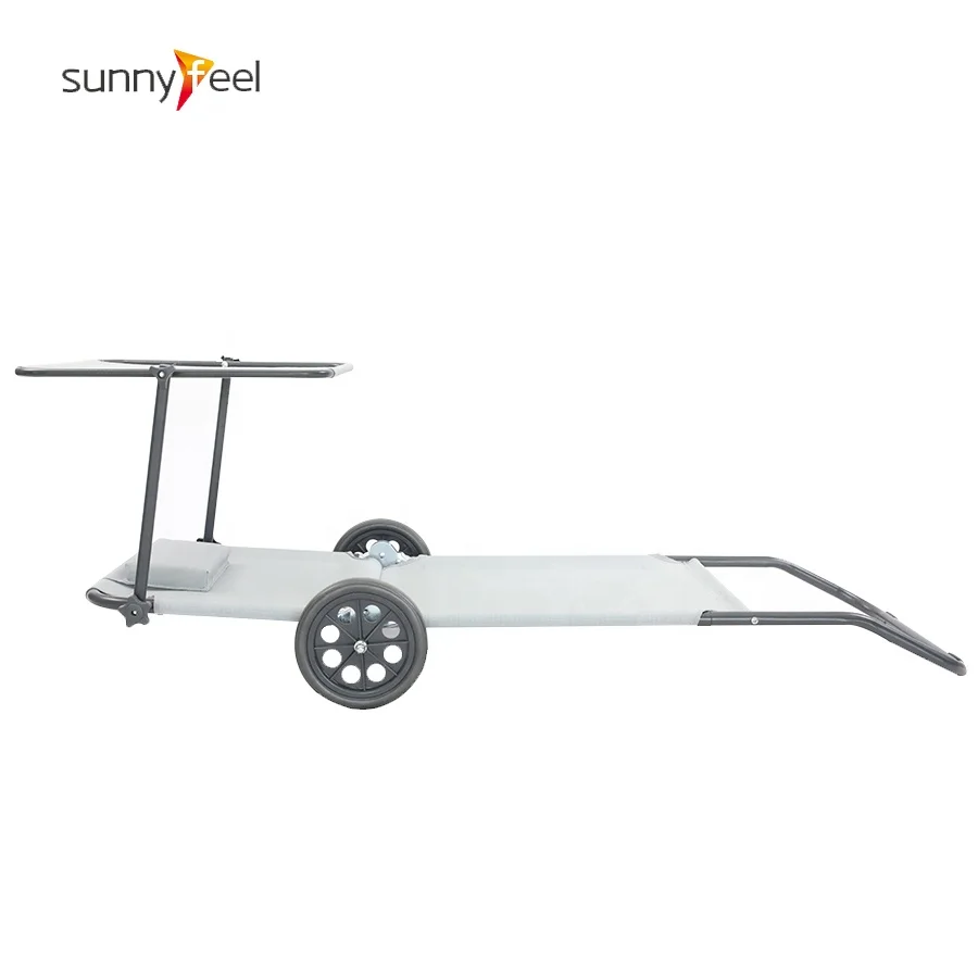 Sunshine Recliner Trolley Buy Bulk Low Tube Folding Sea Outdoor Beach Chair with Wheel