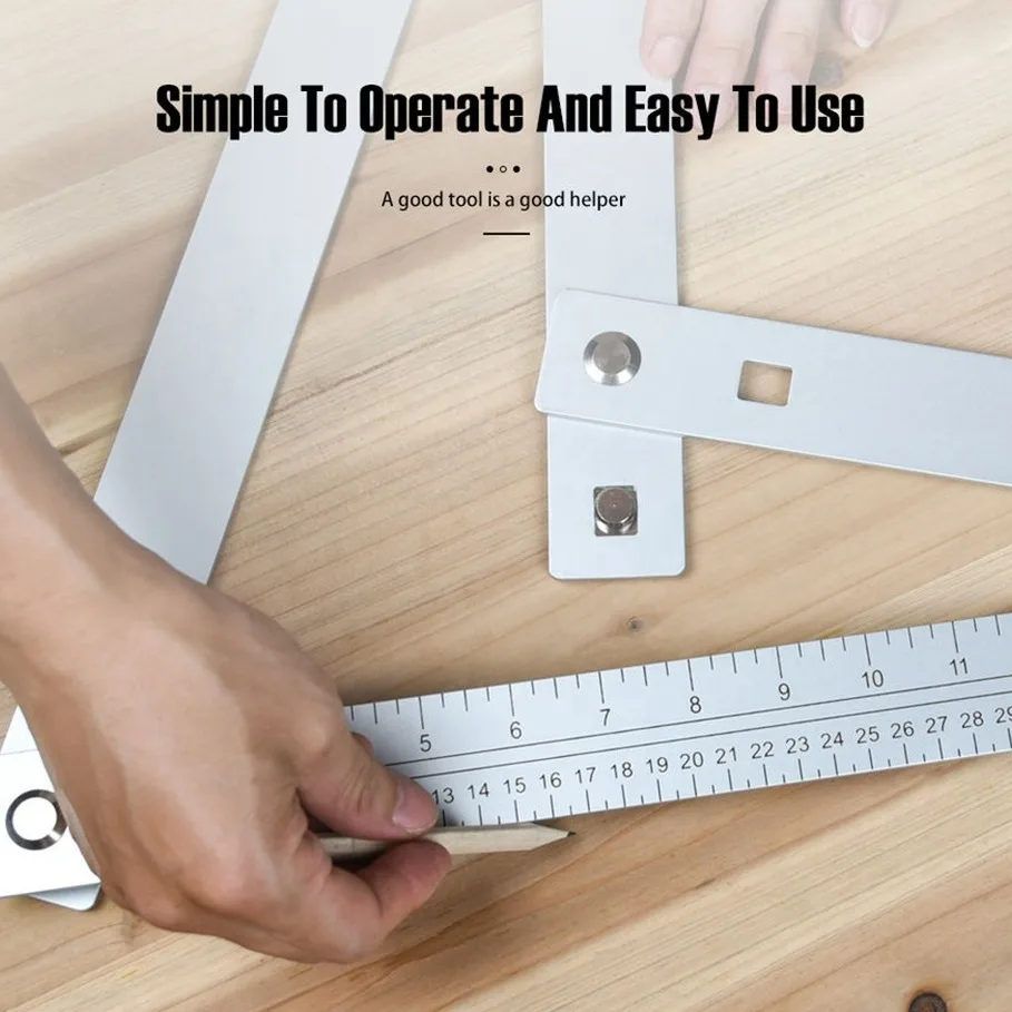 JDSR Woodworking Easy to Operate Aluminum  Folding triangle ruler