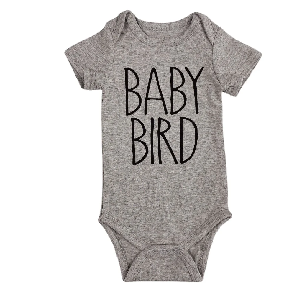 
Custom Announcement Gray Printing Combed Cotton Short Sleeve Custom Onesies Baby Clothes 