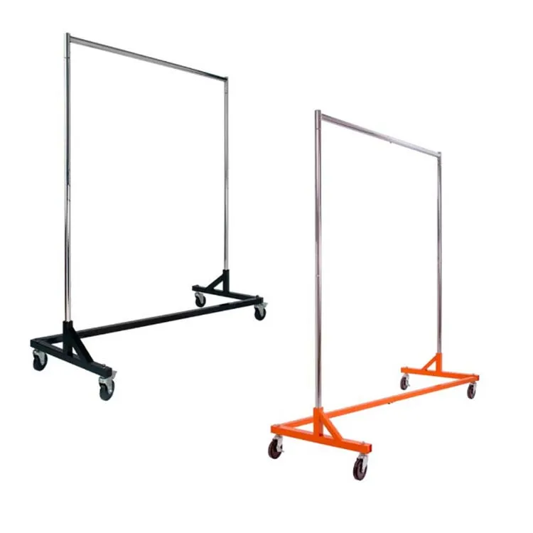 Knock-Down Design Heavy Duty Z Garment Rack Knockdown Base on Wheels for Retail Display