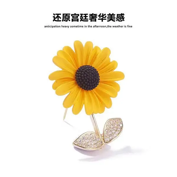 Luxury High-end Rose Flower Brooch Female Drop Oil Alloy Design Inlaid Brooch Wholesale