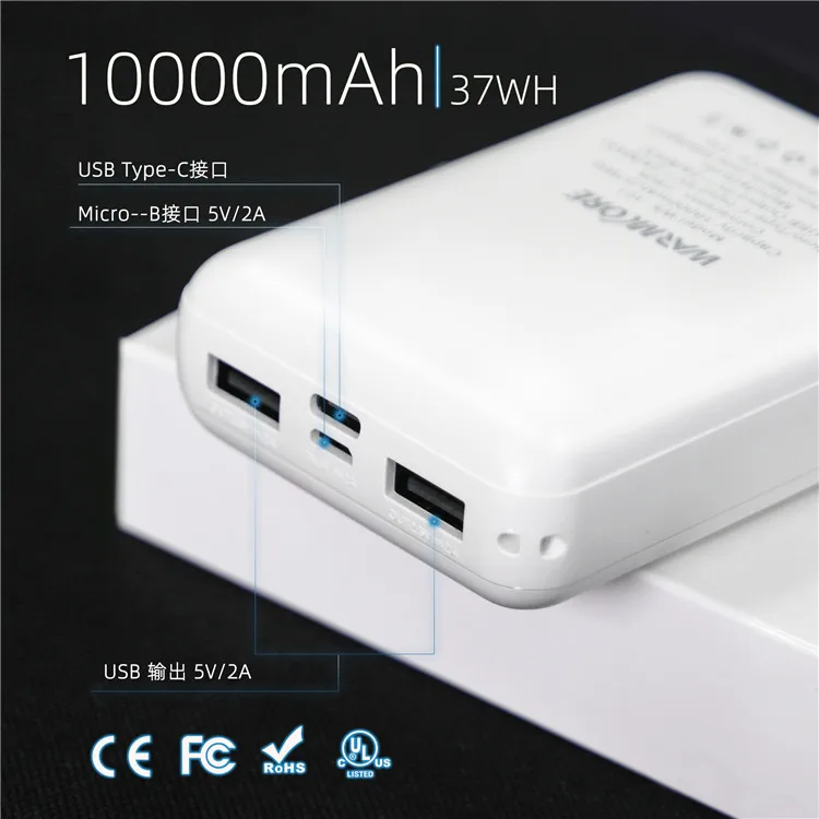 Mydays Tech Lightweight 5V/2A 10000mah Type C Output Portable Charger LED External Battery Charger Power Banks