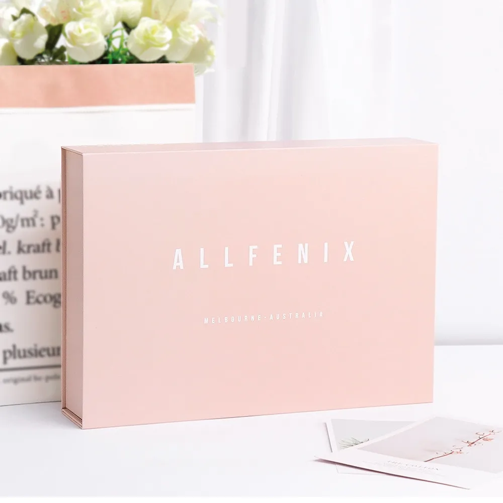 Wholesale Custom Printed Handmade Luxury Rigid Paper Cardboard Pink Simple Empty Magnetic Closure Gift Box