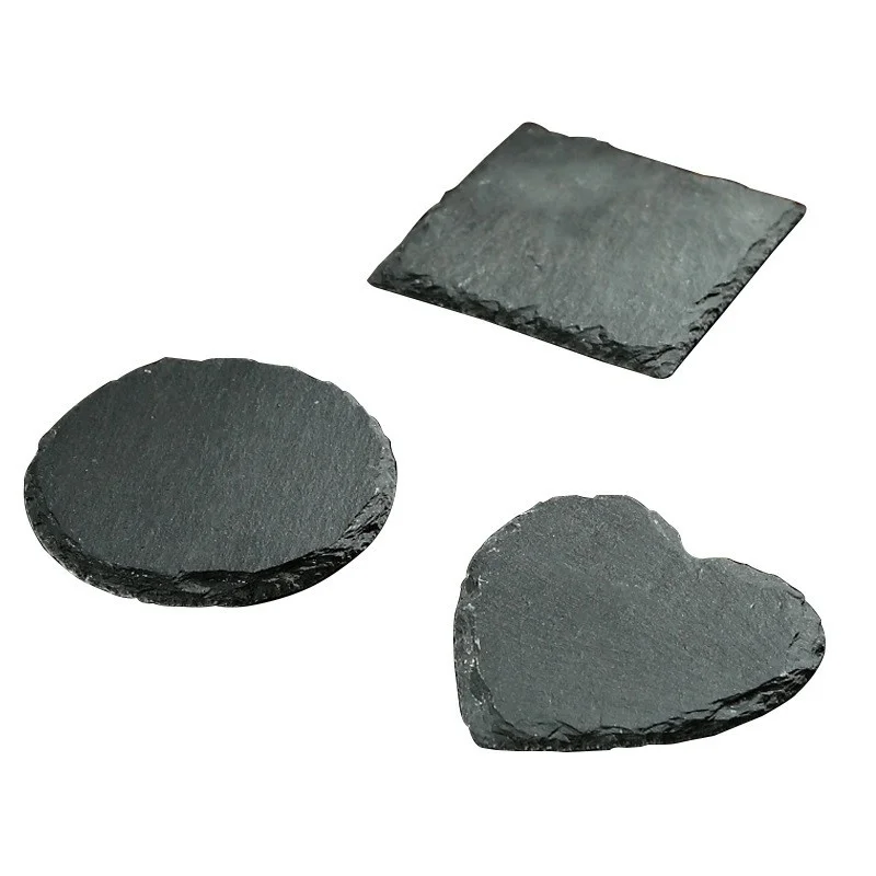 Customize Slate Coasters Square Slate Rock Heart Shaped Engraved Coaster For Glasses