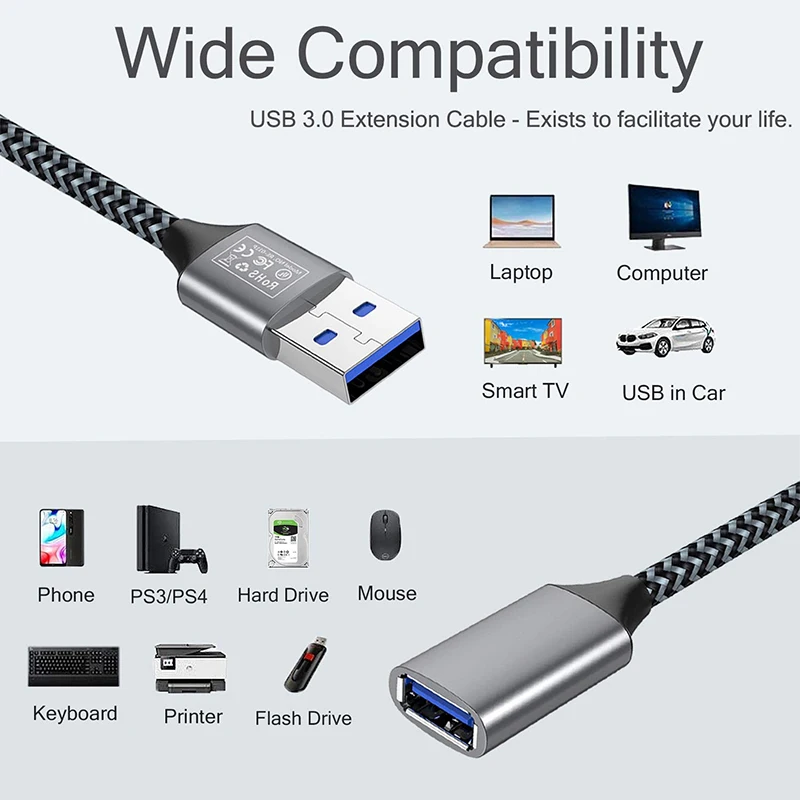 Fast 3A Charging Sync  2m 3m Oem Usb A Male To A Female Data Transfer Cord Usb 3.0 Extender Cable Usb Extension