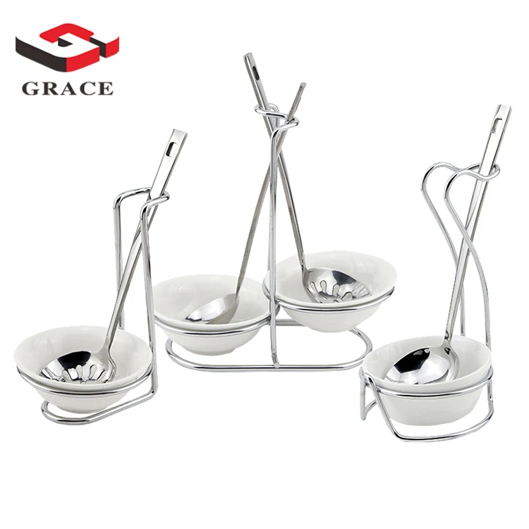 Luxury stainless steel color chafing dishes buffet Long handle soup spoon restaurant buffet serving set