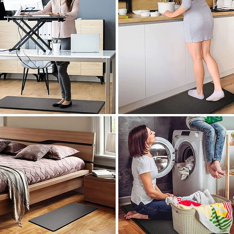 12mm Non Slip Waterproof Rug Anti Fatigue Kitchen Standing PVC Mat With Beveled Edge