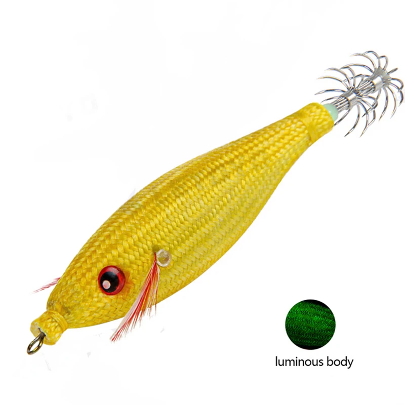 New 105mm 10g Floating Sutte Squid Jig Fishing Lures Luminous Baits Squid Cloth Jigs Hooks Glow Egi Wood Shrimp