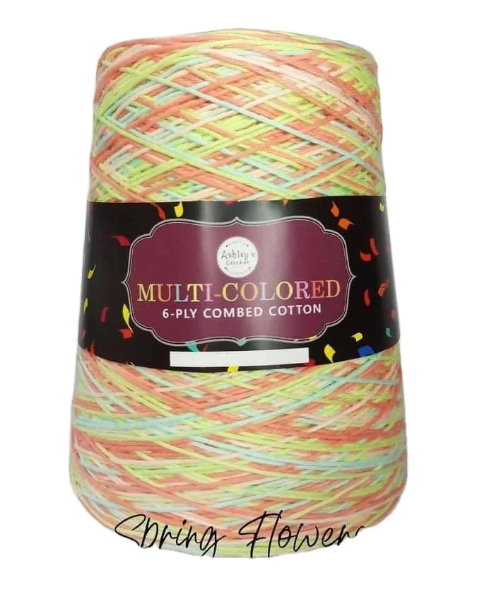Multi Color combed Cotton Yarn 6 ply Yarns 50g Per Ball Cotton Thread for Hand Knitting Crochet Weaving