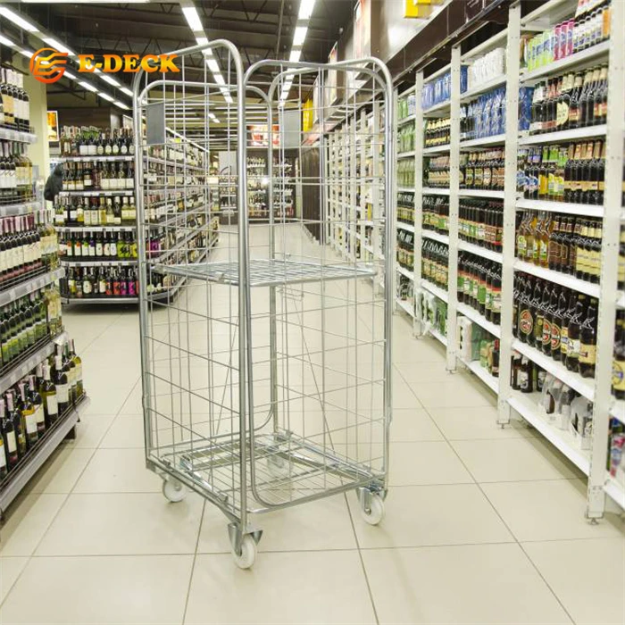 Steel warehouse storing collapsible durable folding metal zinc plated pallet wire mesh roll container