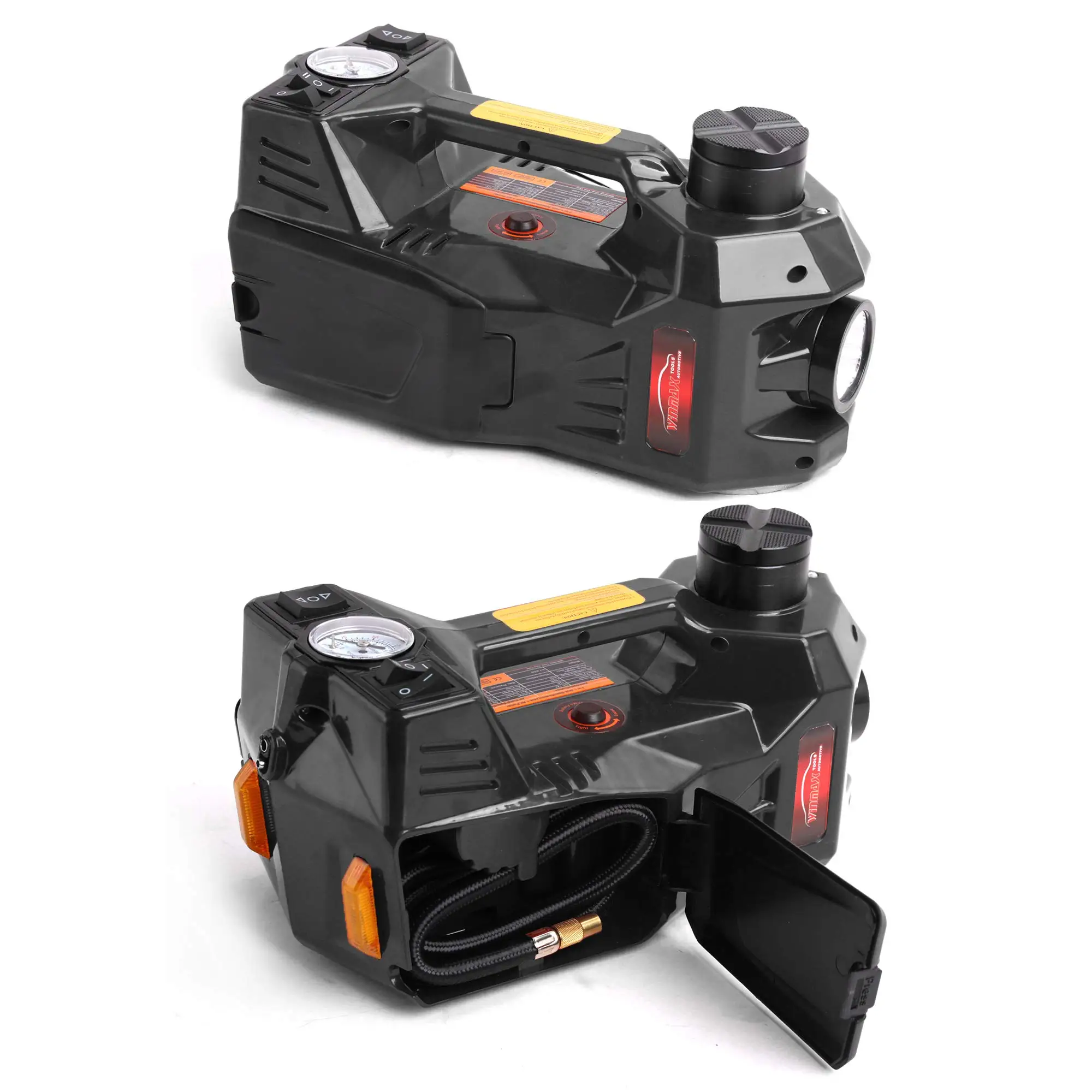 12V 5T Car electric tire lifting car jacks with impact wrench and tire gauge air pump