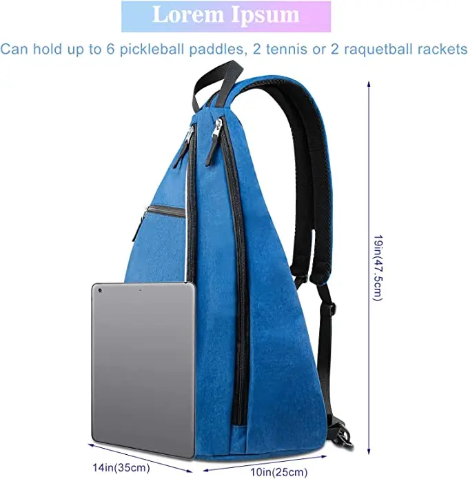 New Sports Reversible Crossbody Franklin Pickle Ball Tennis Racquetball Badminton Travel Sling Bag