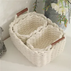 2022 new cotton rope woven storage basket cosmetic pet toy storage box small cotton rope basket for storage