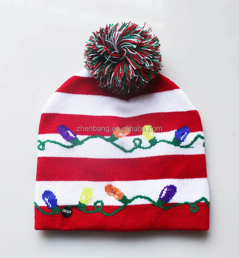 Warm Christmas Hat For Children Women Led Light Up Beanie Hat Funny  Christmas Hats Green Tree Gift Winter Dacron Conventional