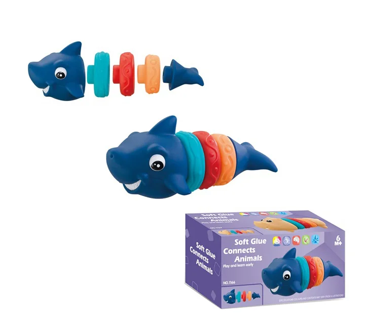 Safety kids early educational montessori Silicone Stacking Shark Hippo Crocodile  for Kids