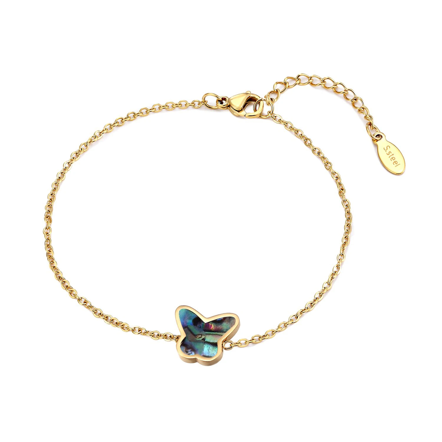 Trendy Love gift stainless steel mother of pearl butterfly desinger charms for diy bracelet & bangles