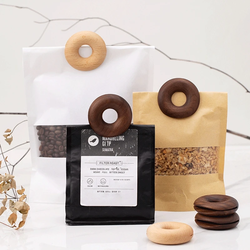 Creative Wooden Sealing Doughnut Shape Clip Bag Sealer Snacks Food Fresh Storage Clamp Clips Kitchen Plastic Organizer