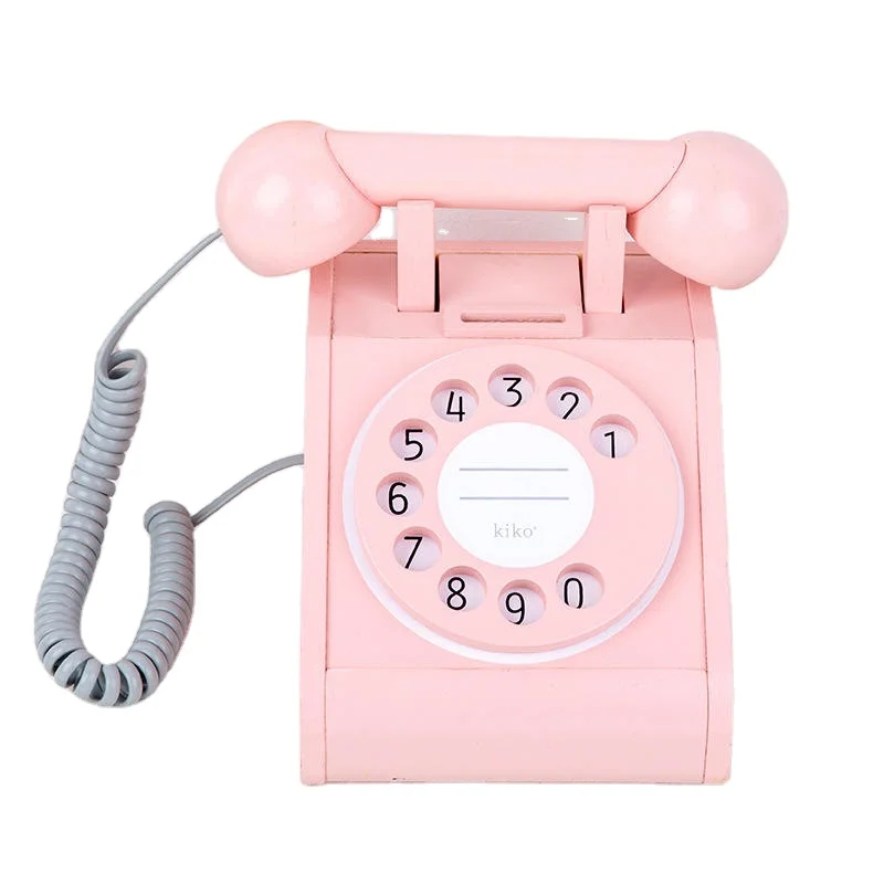 Kids toy pretend play telephone educational toys wooden baby phone toy