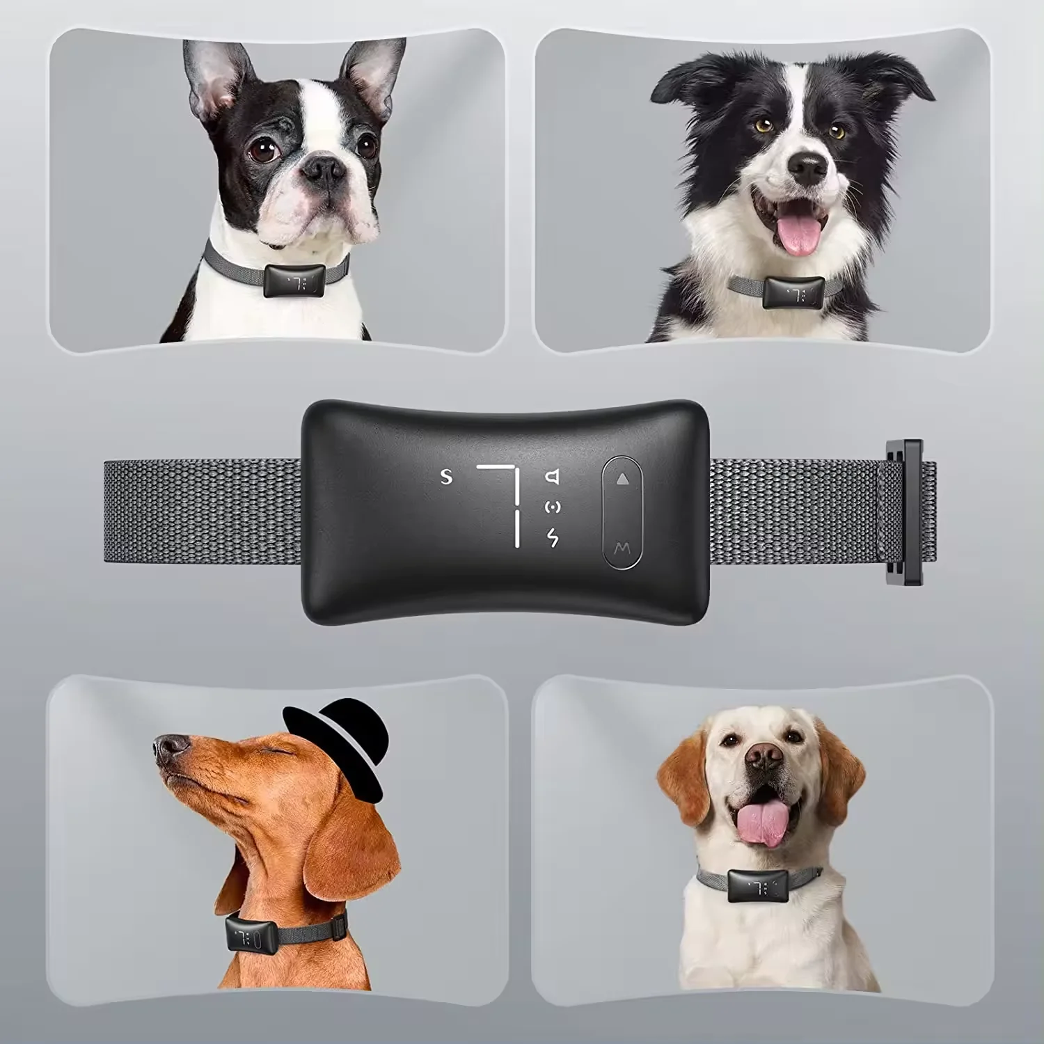 Smart training bark collar Magnetic charging electronic e-shock vibration sound dog bark collar four working modes