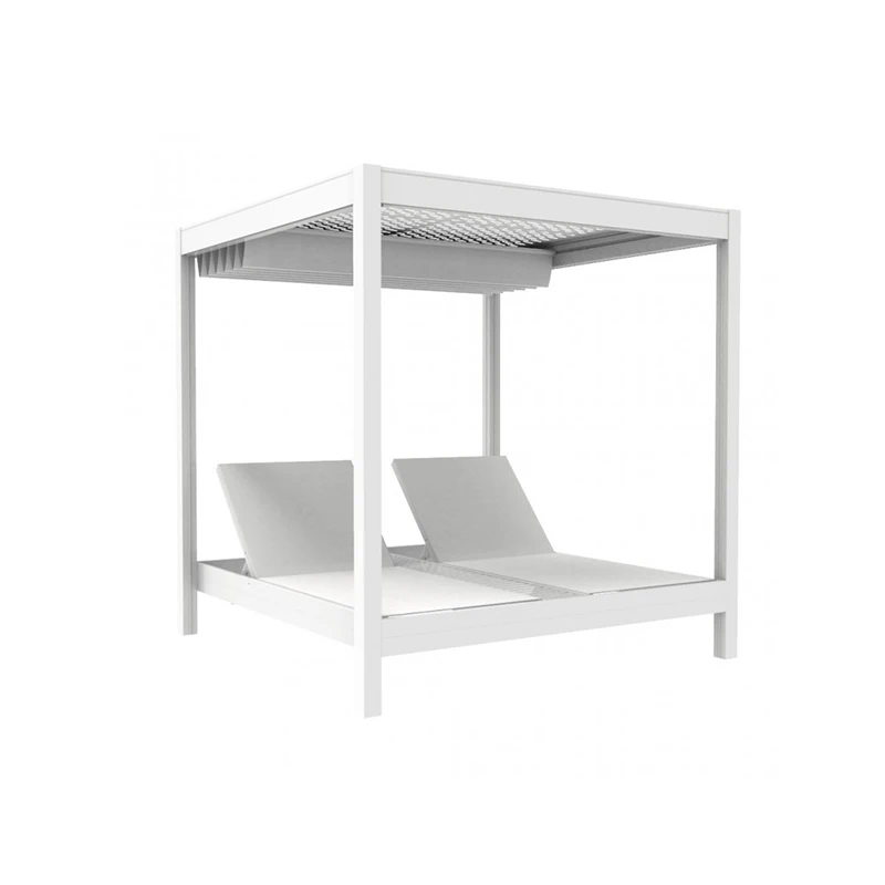 Прямая поставка с завода, пляжная беседка, уличная кушетка, белая металлическая полноразмерная кровать, кушетка с подушками