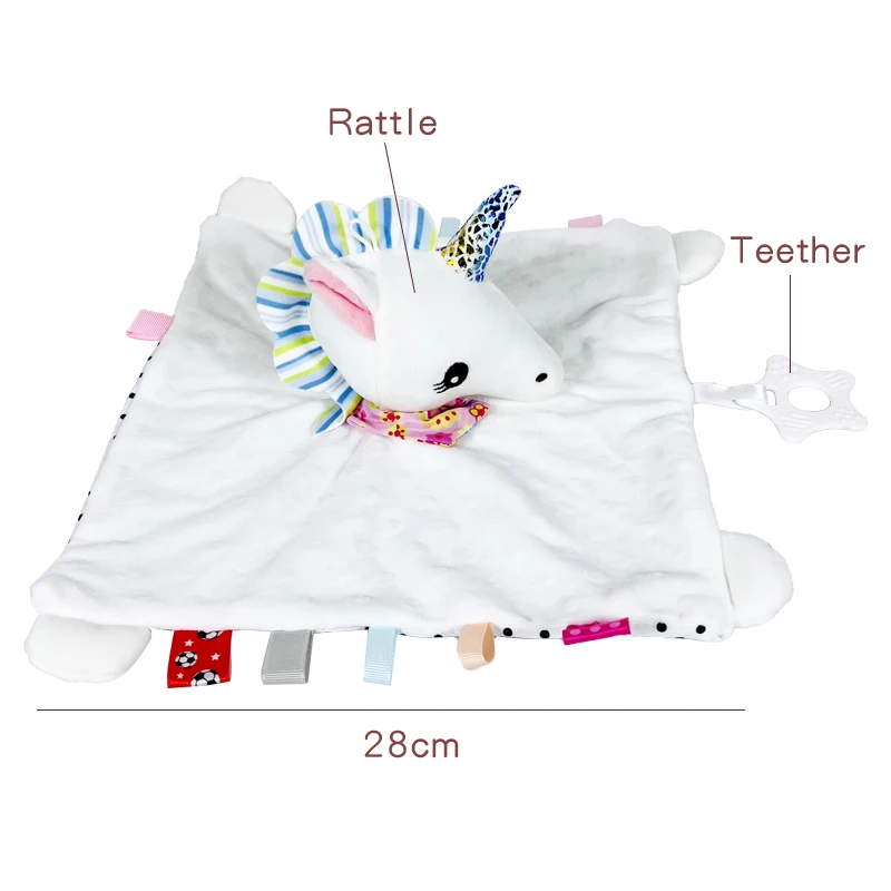 Baby soft comfort baby bed towel plush animal rattle security blanket toy D143