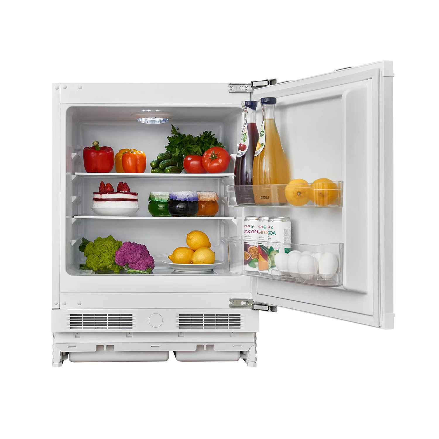 110L Built-in Under Counter Refrigerator, 59cm Width, Manual Defrost Mechanical Control, Reversible Door, Panel Ready, White