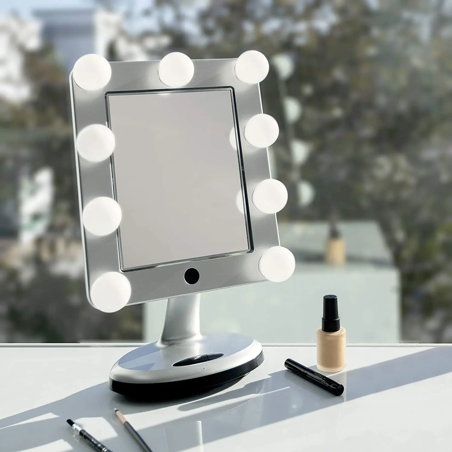LED Variable 3 Color Lighted Dual-Sided 5X/1X Magnification Bluetooth Vanity Beauty Makeup Hollywood-Style Mirror