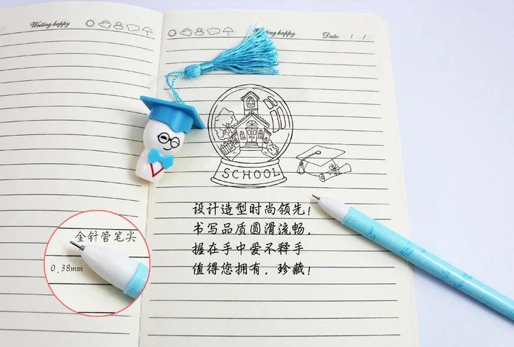 Wholesale  Graduation gift pens, cute Doctoral doll gel ink writing pens doctor stationery pen for students and kids present